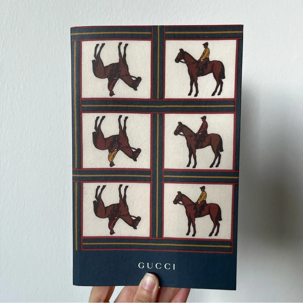 Gucci Boxed Stationery Hardcover Notebook 9 Cards 9 Envelopes Horse Equestrian